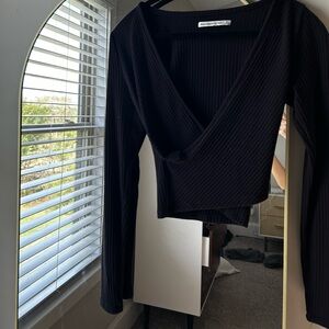 Abercrombie and Fitch black, v- neck, ribbed sweater.
